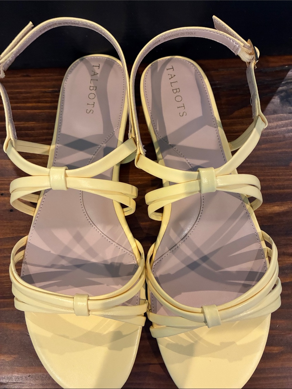 Talbots Bright Yellow Strappy Flat Sandals - Picture 4 of 7